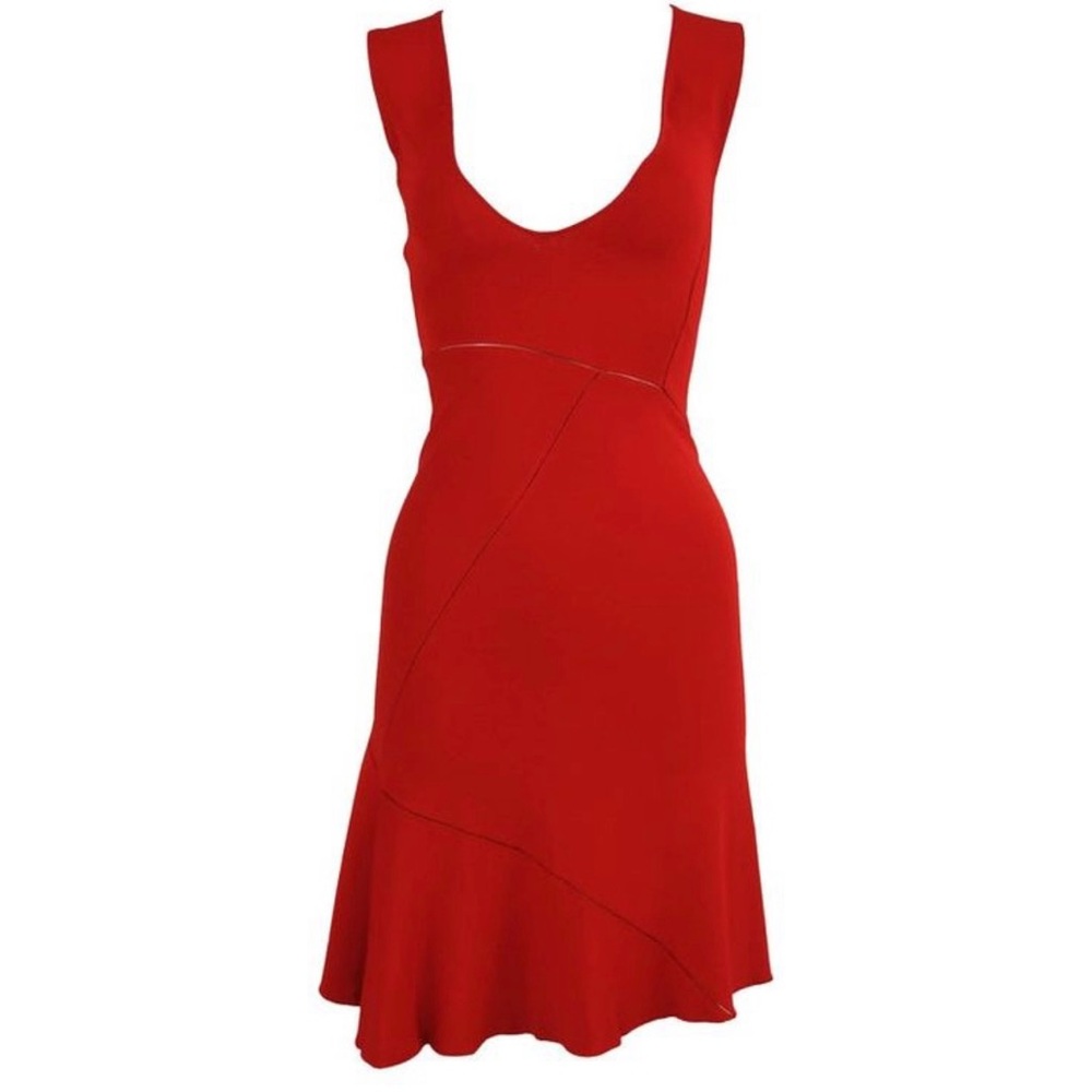 Alaïa Red Sleeveless Knit Cocktail Dress